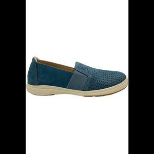 Earth Origins Leather Slip-On Casual Sneakers Elin Blue - Medium